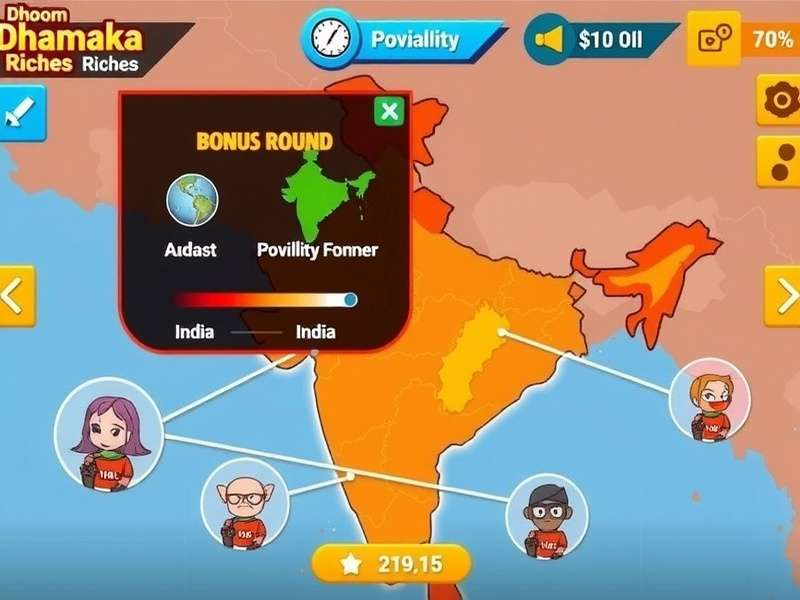 Dhoom Dhamaka Riches gameplay screenshot showing bonus round